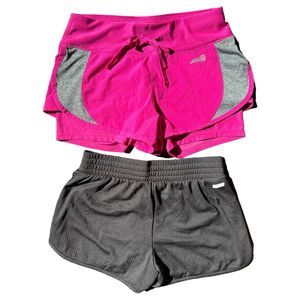 Lot of 2: Running Shorts XS Avia Hot Pink/Gray Lined + Danskin Black Women's